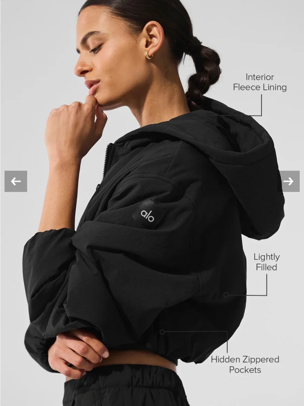 ALO Yoga Cropped Mountain Peak Full-Zip Hoodie